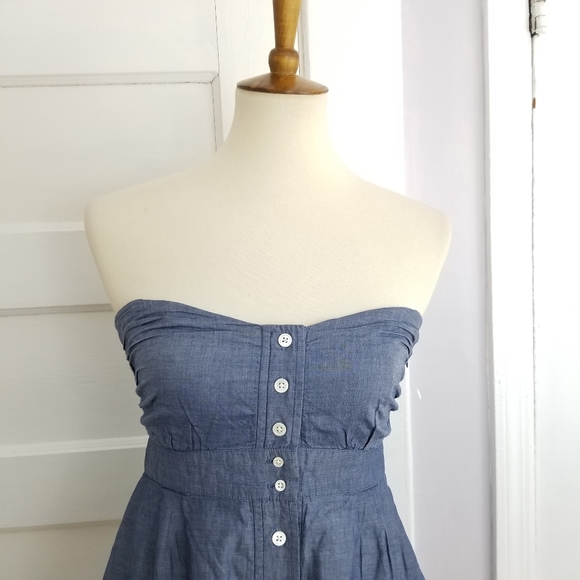 J Crew Chambray Button Front Halter Dress, Size XS - Picture 11 of 13